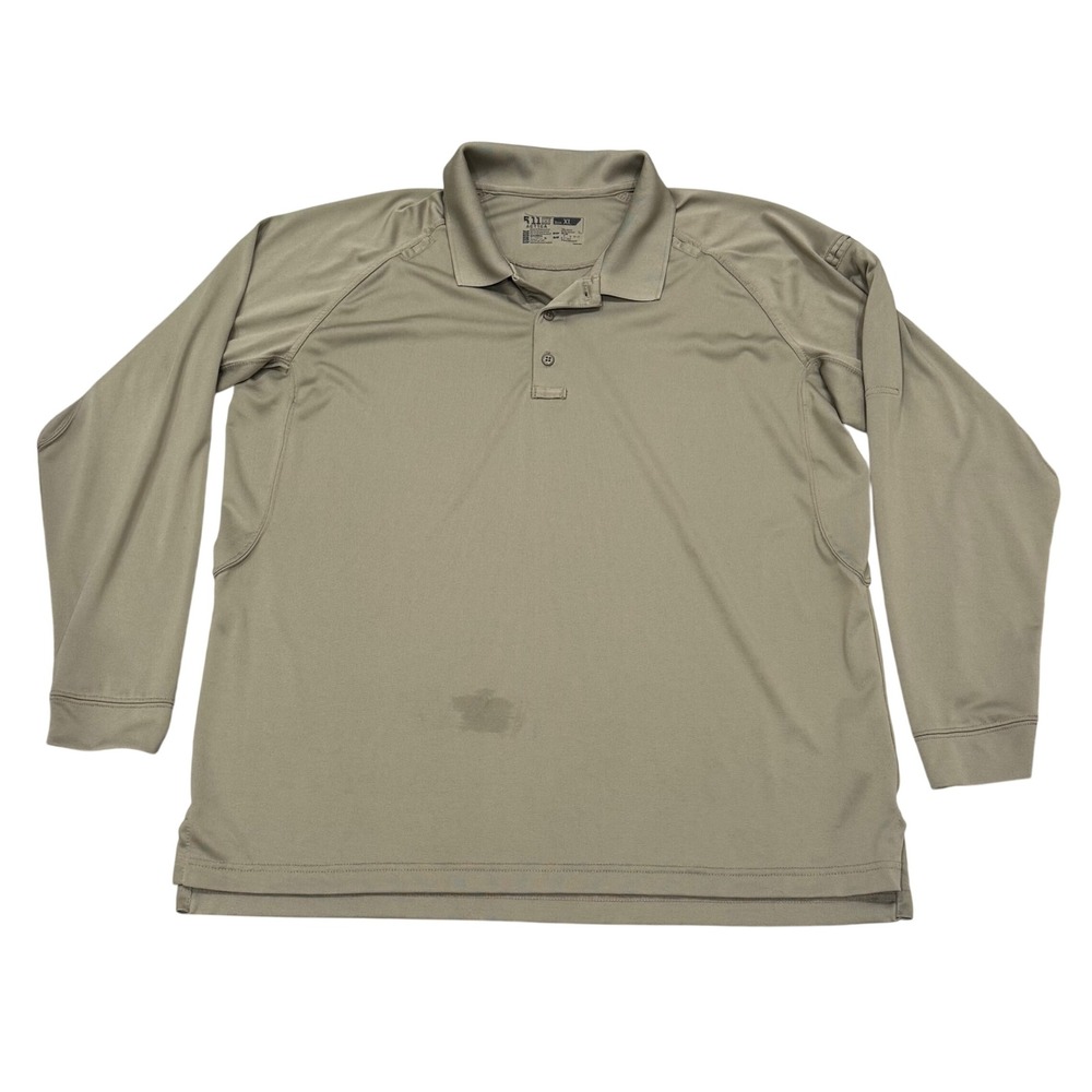 5.11 Tactical Polo Shirt Mens XL Tan Good Long Sleeve Polyester ACTTCA Workwear